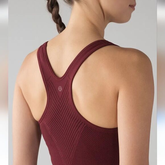 Lululemon Reveal Racerback Tank Top Size M Burgundy - Picture 1 of 11